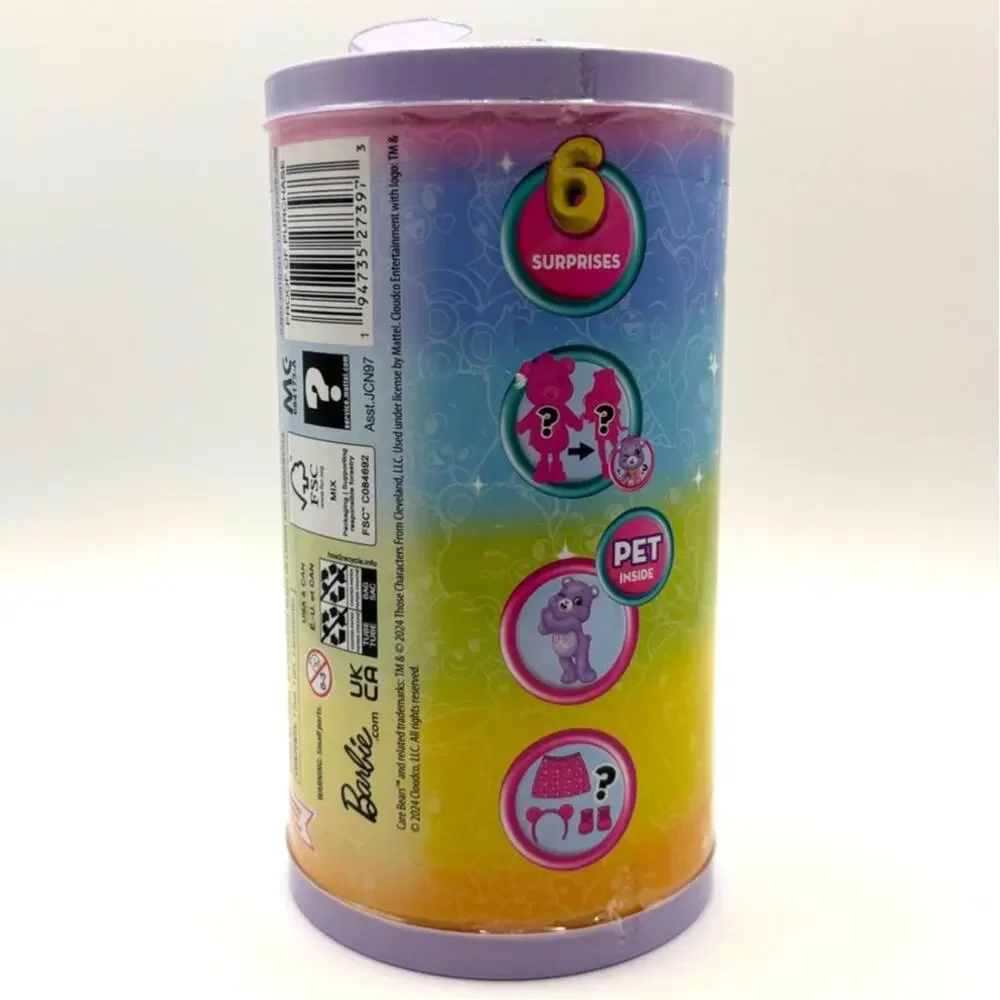 Barbie X Care Bears Cutie Reveal, 1 of 3 Blind Box Dolls w/Costume & Extras